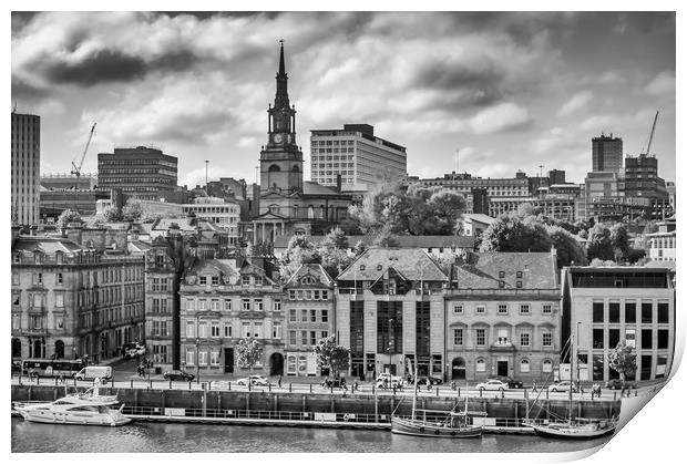 Newcastle's famous quayside in mono Print by Naylor's Photography