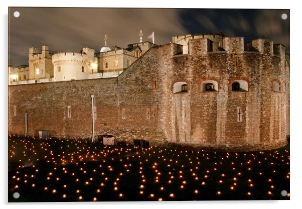 Tower of London Beyond The Deepening Shadows Acrylic by Andy Evans Photos