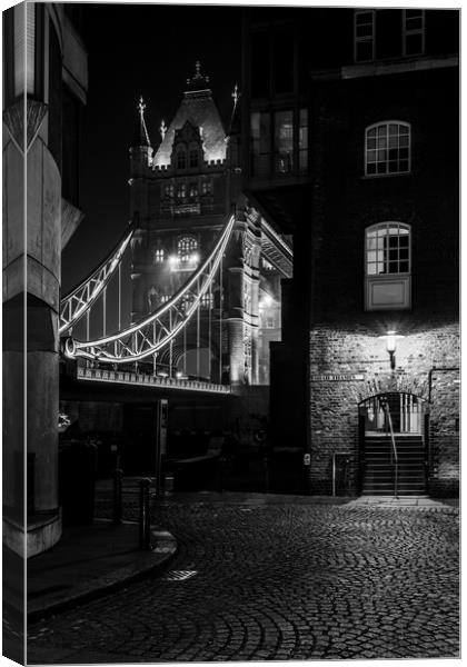 Tower Bridge, London, from Shad Thames Canvas Print by John Hall