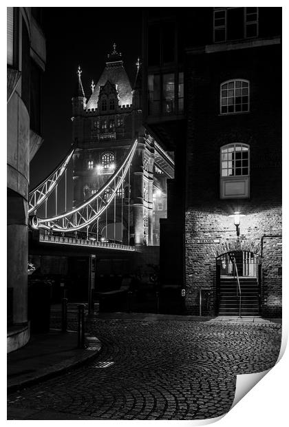 Tower Bridge, London, from Shad Thames Print by John Hall
