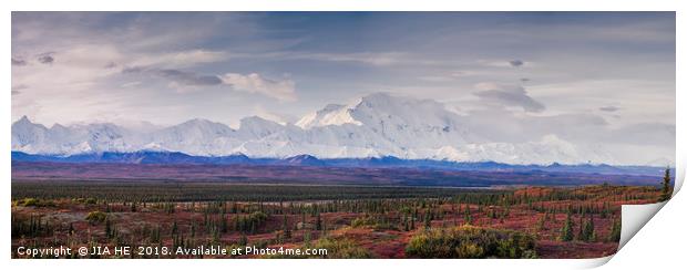 Alaska Denali National Park in autumn Print by JIA HE
