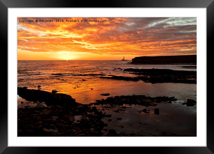 Northumbrian November Sunrise. Framed Mounted Print by Jim Jones