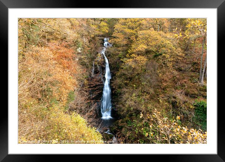 Black spout waterfall outside Pitlochry Framed Mounted Print by Chris Rabe
