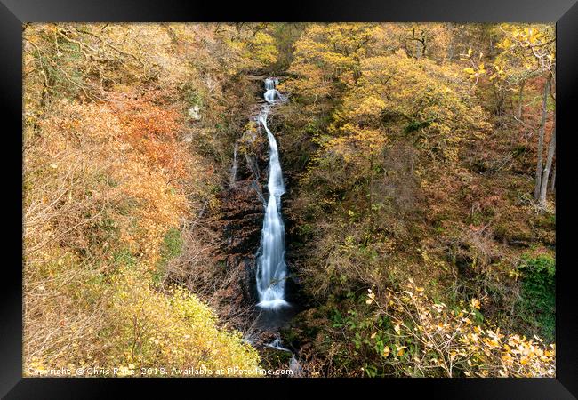Black spout waterfall outside Pitlochry Framed Print by Chris Rabe