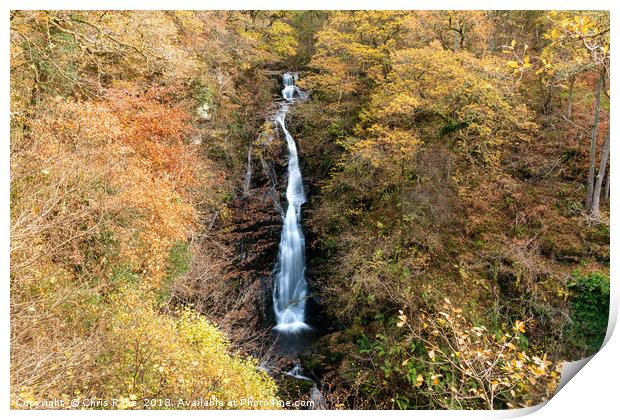 Black spout waterfall outside Pitlochry Print by Chris Rabe