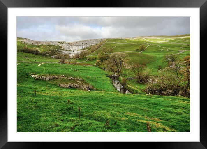 Malham Cove and Hills Framed Mounted Print by Diana Mower