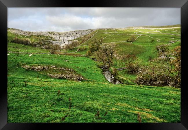 Malham Cove and Hills Framed Print by Diana Mower