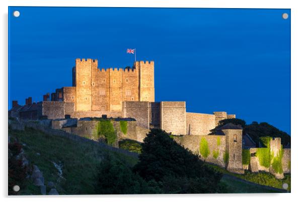 Dover Castle Blue Hour Acrylic by Stewart Mckeown
