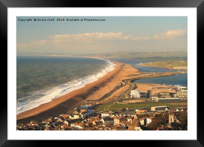 Large Waves Along Chesil Beach Framed Mounted Print by Nicola Clark