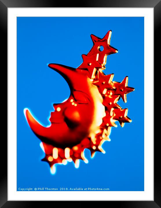 Shining crescent moon & star Christmas decoration Framed Mounted Print by Phill Thornton