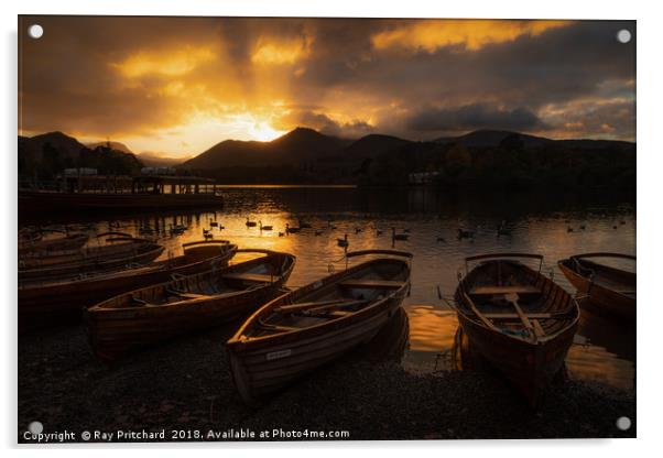 Sunset Over Derwentwater Acrylic by Ray Pritchard