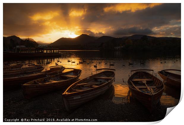 Sunset Over Derwentwater Print by Ray Pritchard