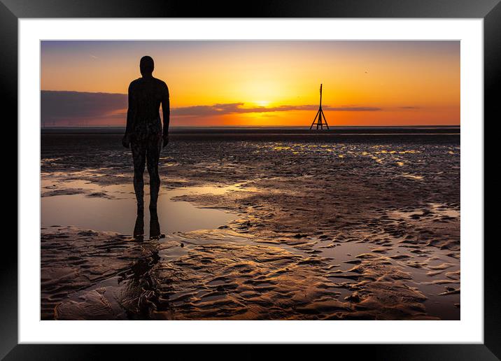 Sunset across Crosby Beach  Framed Mounted Print by Andrew George
