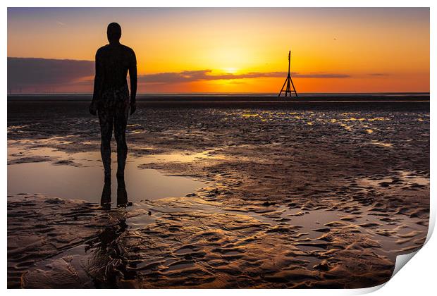 Sunset across Crosby Beach  Print by Andrew George