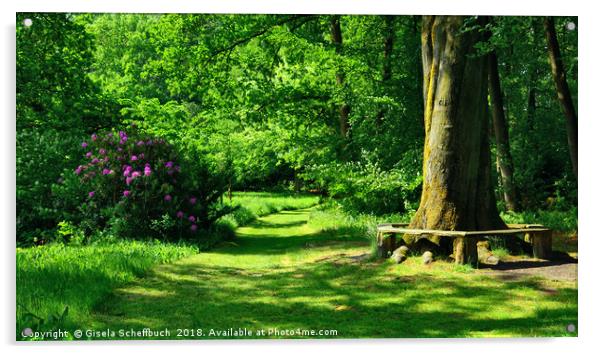 An Idyllic Green Scenery in Breiding's Garden Acrylic by Gisela Scheffbuch
