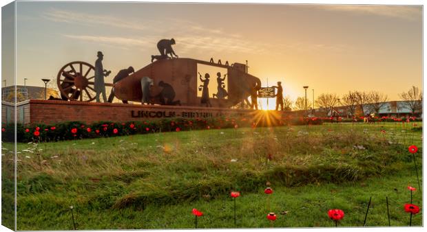 Lincoln Tank Memorial - The Poppy Tribute Canvas Print by Andrew Scott