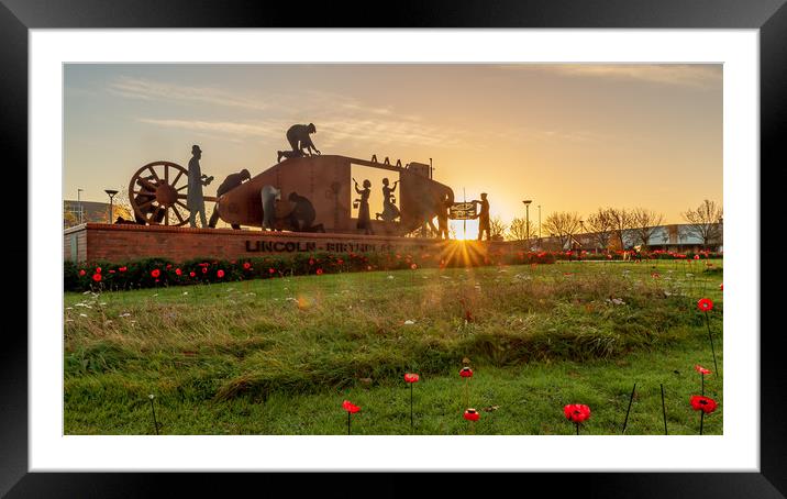 Lincoln Tank Memorial - The Poppy Tribute Framed Mounted Print by Andrew Scott