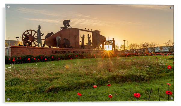 Lincoln Tank Memorial - The Poppy Tribute Acrylic by Andrew Scott