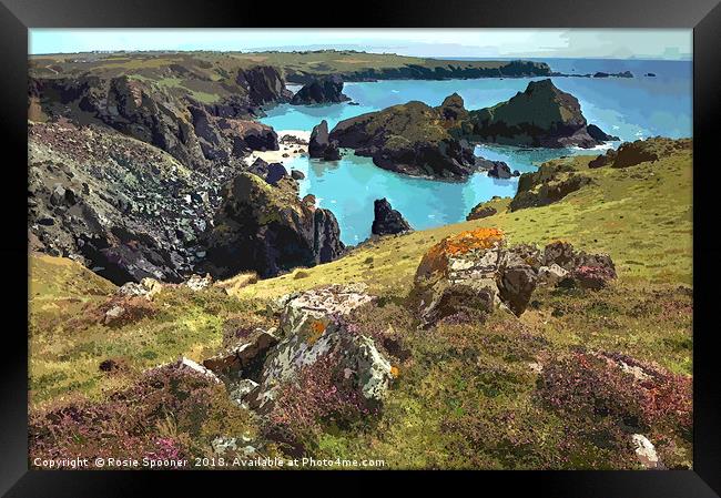 Kynance Cove near The Lizard in Cornwall Framed Print by Rosie Spooner