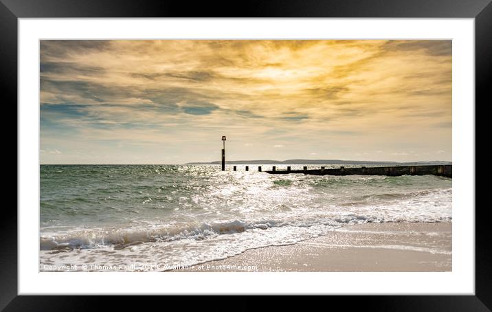 Bournemouth Beach at Dusk Framed Mounted Print by Thomas Faull