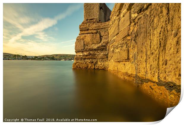 Harbour Wall in Swanage Print by Thomas Faull