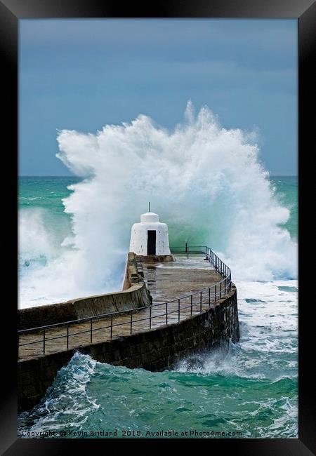 stormy sea cornwall Framed Print by Kevin Britland