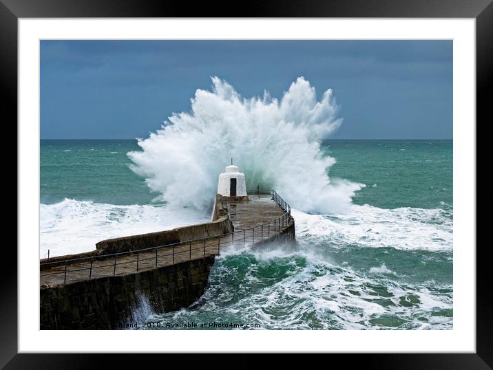 stormy sea cornwall Framed Mounted Print by Kevin Britland