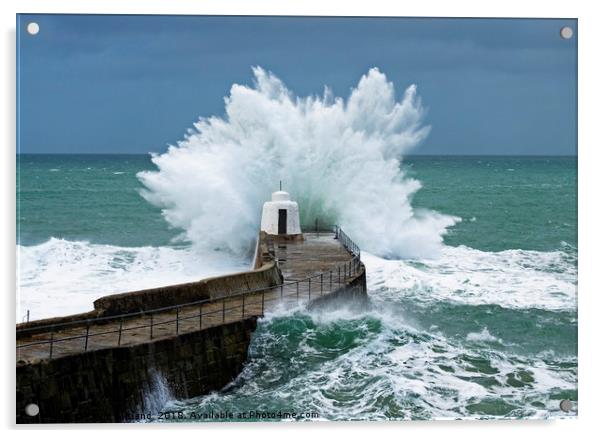 stormy sea cornwall Acrylic by Kevin Britland