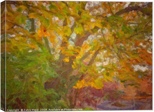 Autumn Foliage Splash Canvas Print by Zahra Majid