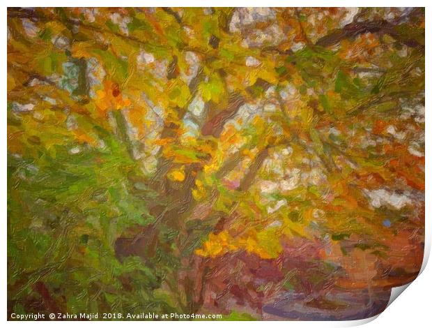 Autumn Foliage Splash Print by Zahra Majid