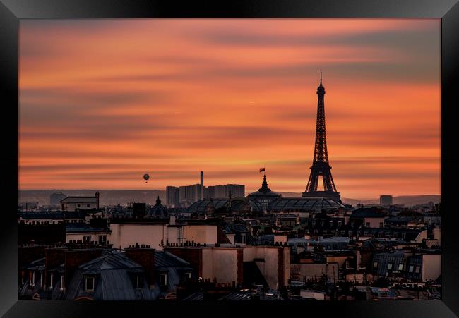 Red sunset on the Eiffel tower Framed Print by Ankor Light