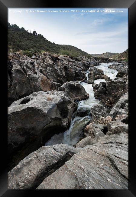 Guadiana river going down between the mountains Framed Print by Juan Ramón Ramos Rivero