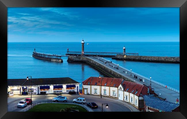 Night Descends on Whitby Framed Print by John Hall