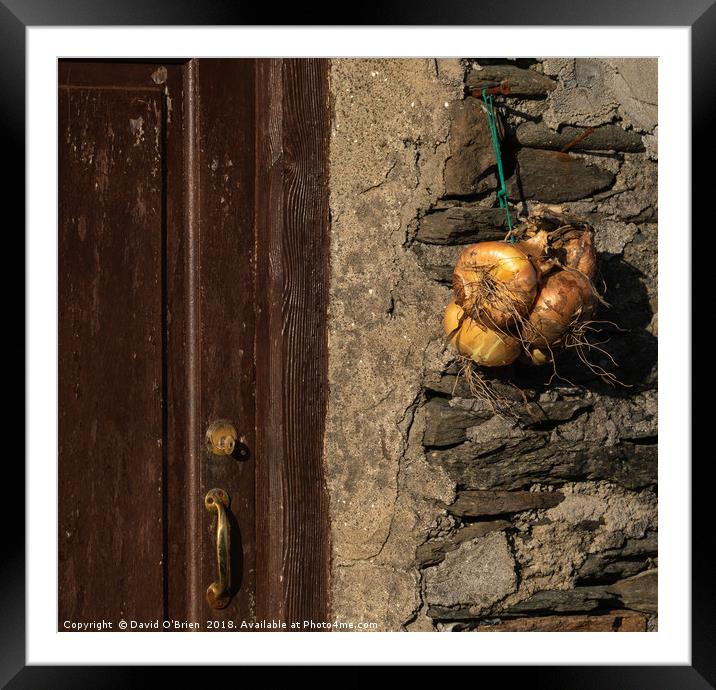 Island Life - Hanging the Onions out to dry Framed Mounted Print by David O'Brien