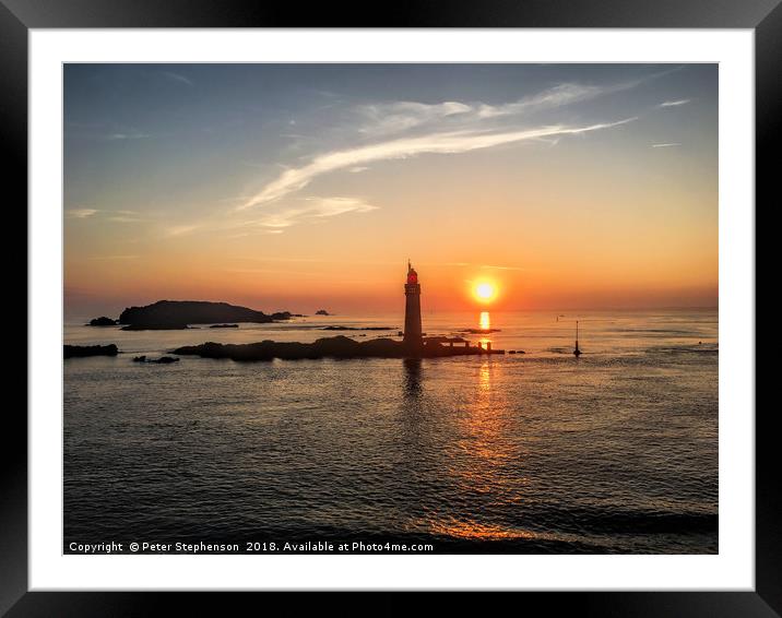 Saint Malo Lighthouse at Dawn Framed Mounted Print by Peter Stephenson