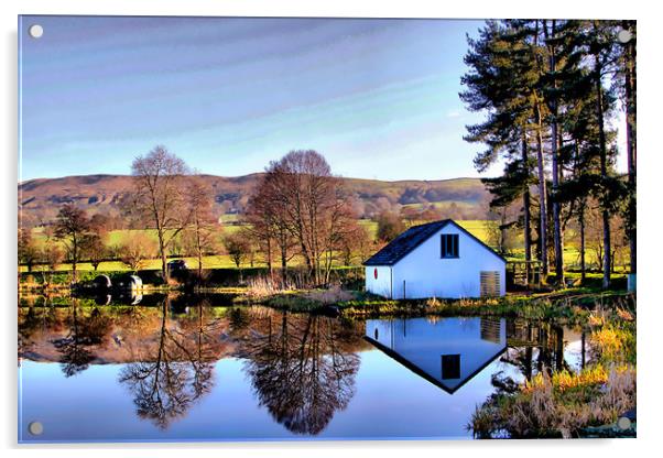 The Fishing Lake . Acrylic by Irene Burdell