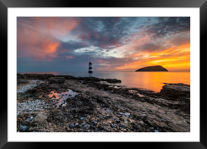 Penmon lighthouse Anglesey Wales Framed Mounted Print by Michael Brookes