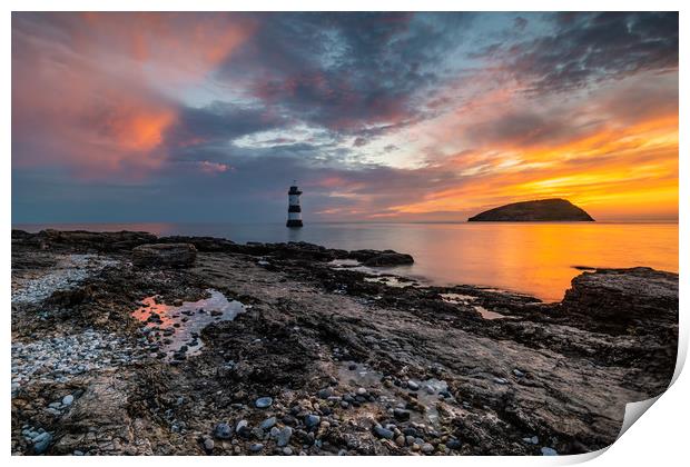 Penmon lighthouse Anglesey Wales Print by Michael Brookes
