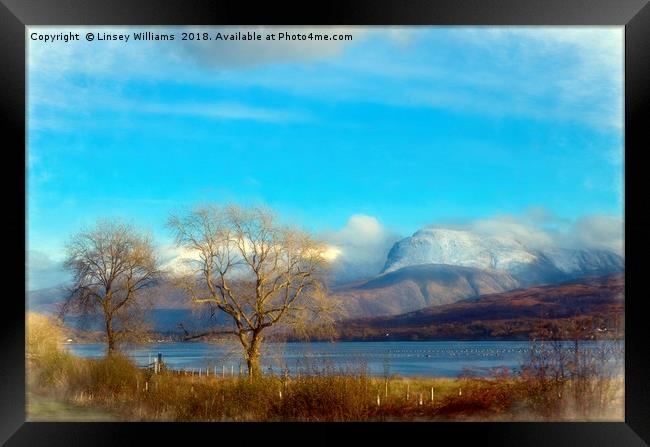 Ben Nevis and Loch Lochy, Scotland Framed Print by Linsey Williams