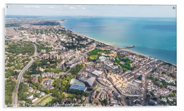 Over Bournemouth town centre and seafront Acrylic by Thomas Faull
