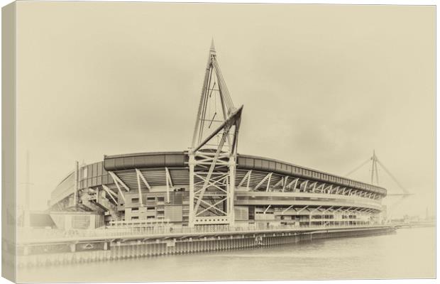 Principality Stadium North View Vintage Canvas Print by Steve Purnell