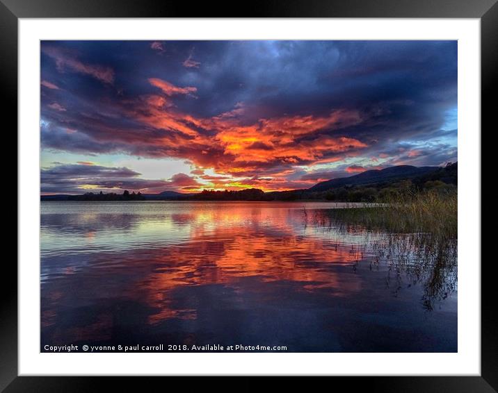 Lake of Menteith autumn sunset Framed Mounted Print by yvonne & paul carroll