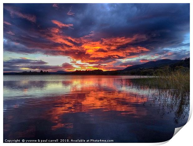 Lake of Menteith autumn sunset Print by yvonne & paul carroll