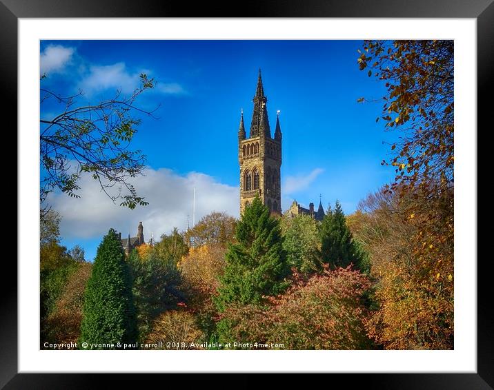 Glasgow University from Kelvingrove Park in autumn Framed Mounted Print by yvonne & paul carroll