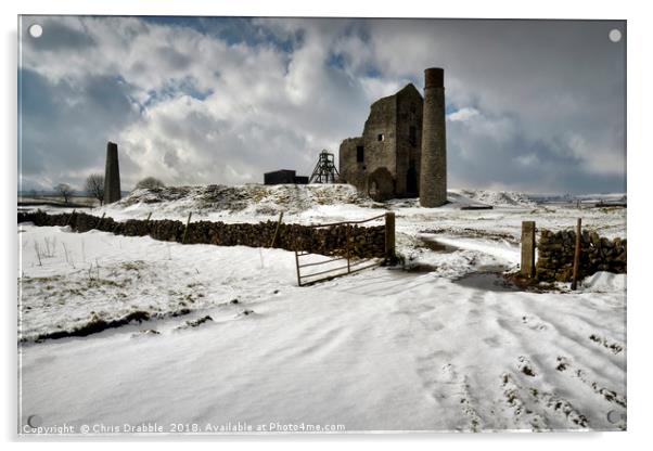 Magpie Mine in Winter, Monyash, England Acrylic by Chris Drabble