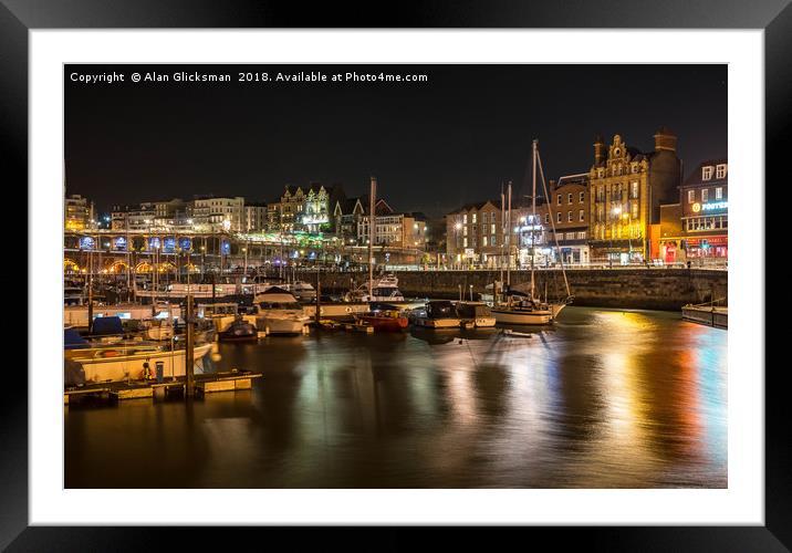 Harbour on a cold night Framed Mounted Print by Alan Glicksman