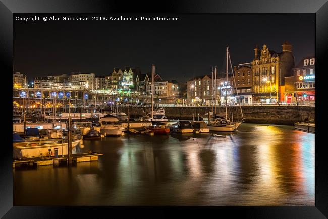 Harbour on a cold night Framed Print by Alan Glicksman