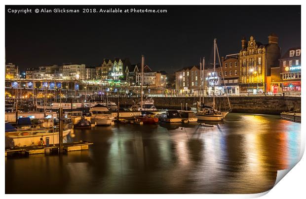Harbour on a cold night Print by Alan Glicksman