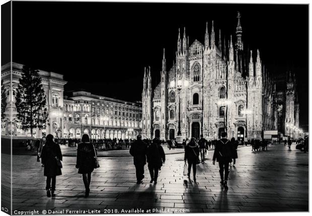 Duomo Piazza Night Scene, Milan City, Italy Canvas Print by Daniel Ferreira-Leite