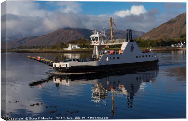 Corran Ferry and Lighthouse Canvas Print by Scott K Marshall